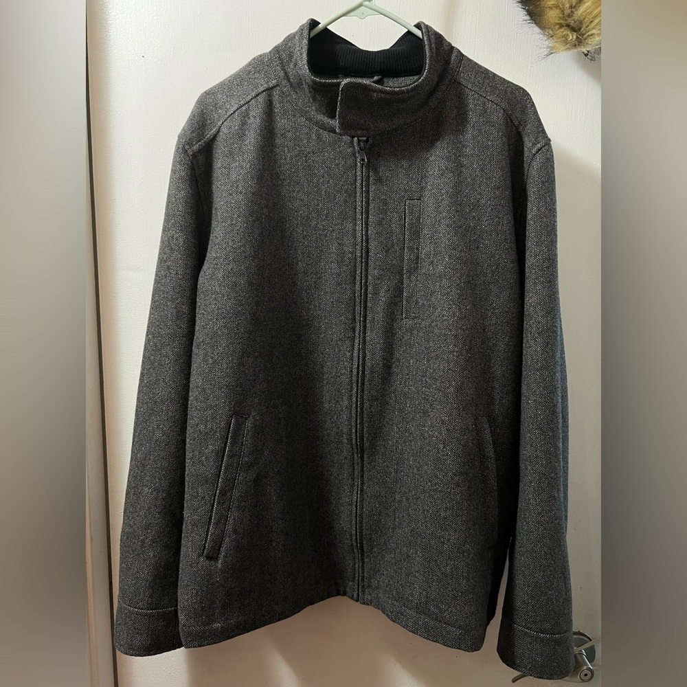 Banana Republic Wool Blend Zip Jacket - Mens Large - charcoal gray